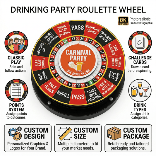 Custom Logo Drinking Party Electric Roulette Wheel Fun Adult Bar Drinking Spin Game Wheel for Bachelor Birthday Party Supplies