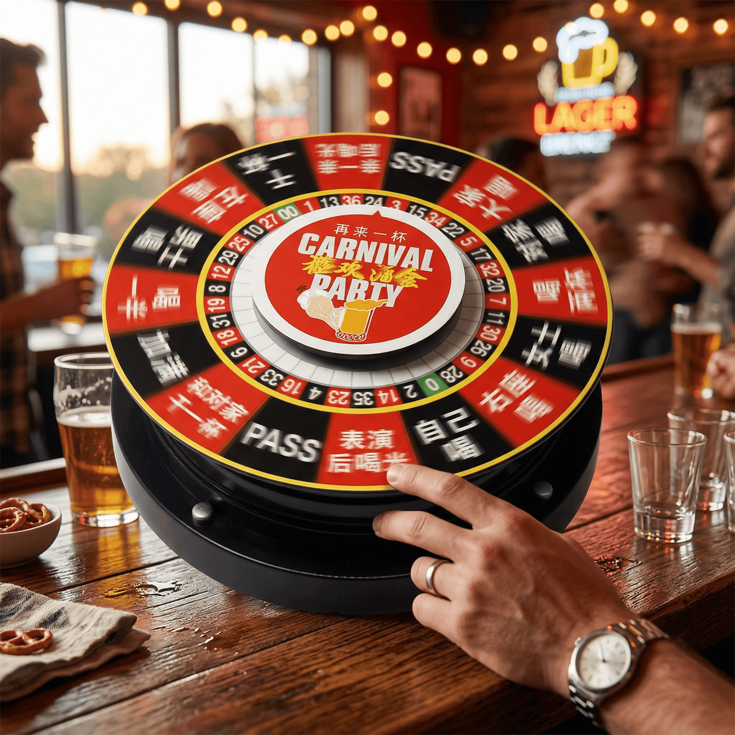 Custom Logo Drinking Party Electric Roulette Wheel Fun Adult Bar Drinking Spin Game Wheel for Bachelor Birthday Party Supplies
