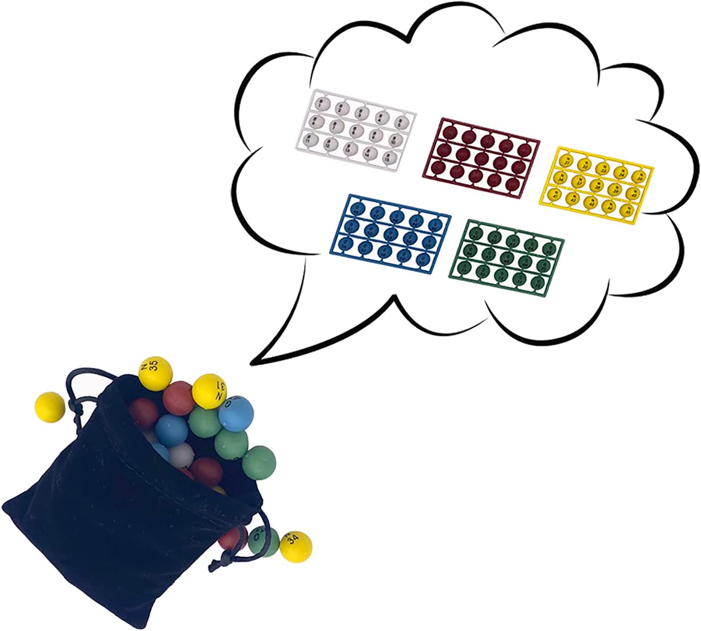 Deluxe Bingo Game Set-Includes Bingo Cage,600 Colorful Bingo Chips with a Bag,100 Mixed Bingo Cards,75 Calling Balls with a Bag,Plastic Master Board-Ideal for Large Groups, Parties