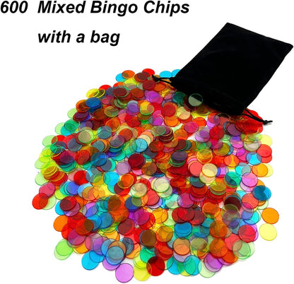 Deluxe Bingo Game Set-Includes Bingo Cage,600 Colorful Bingo Chips with a Bag,100 Mixed Bingo Cards,75 Calling Balls with a Bag,Plastic Master Board-Ideal for Large Groups, Parties