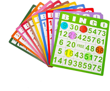 Deluxe Bingo Game Set-Includes Bingo Cage,600 Colorful Bingo Chips with a Bag,100 Mixed Bingo Cards,75 Calling Balls with a Bag,Plastic Master Board-Ideal for Large Groups, Parties