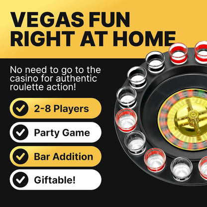 Shot Glass Roulette Drinking Game – 16-Piece Red/Black Set with 2 Metal Balls, Fun Adult Party Game for White Elephant, Game Nights, and Gifts