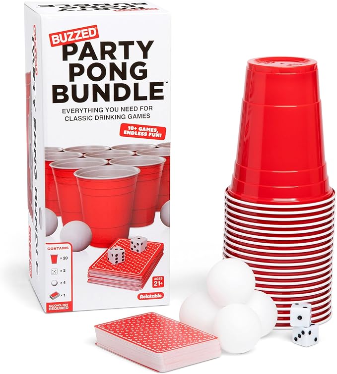 Custom BeerPong Beer Pong Cup Set 22 Pc Plastic Red Cups 16oz Disposable Cup With 3 Ball