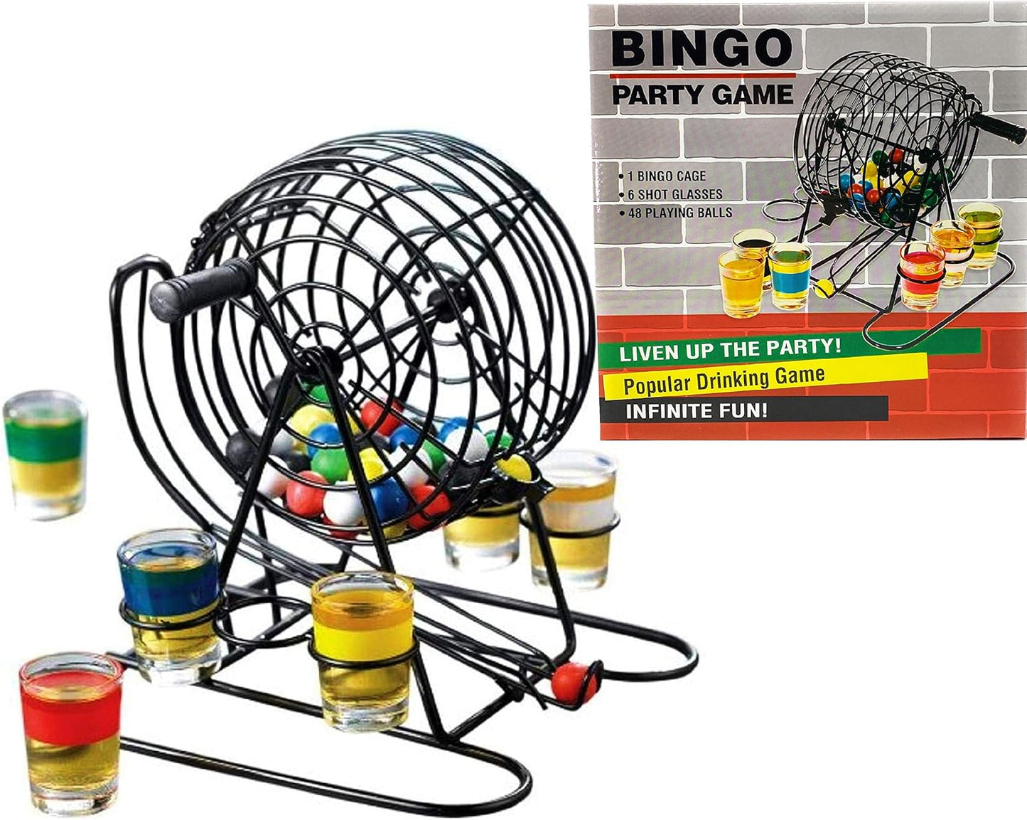 Deluxe Bingo Game Set-Includes Bingo Cage,600 Colorful Bingo Chips with a Bag,100 Mixed Bingo Cards,75 Calling Balls with a Bag,Plastic Master Board-Ideal for Large Groups, Parties