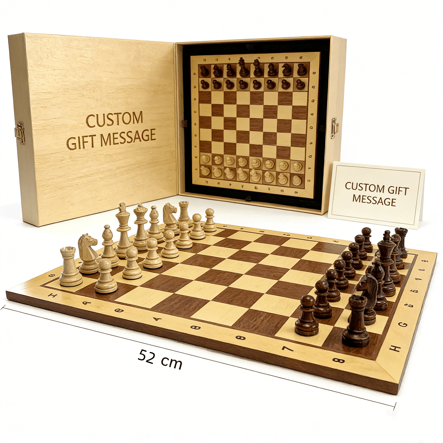 Customizable International Chess Wooden Chessboard-Durable Board Games Multiple Sizes ONLY BOARD in Multiple Sizes