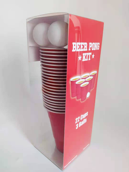 Custom BeerPong Beer Pong Cup Set 22 Pc Plastic Red Cups 16oz Disposable Cup With 3 Ball