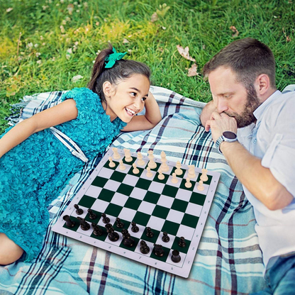 20" Portable Chess Checkers Backgammon Board Game Sets, 3-in-1 for Travel Board Games for Kids Adults, Folding Roll up Chess