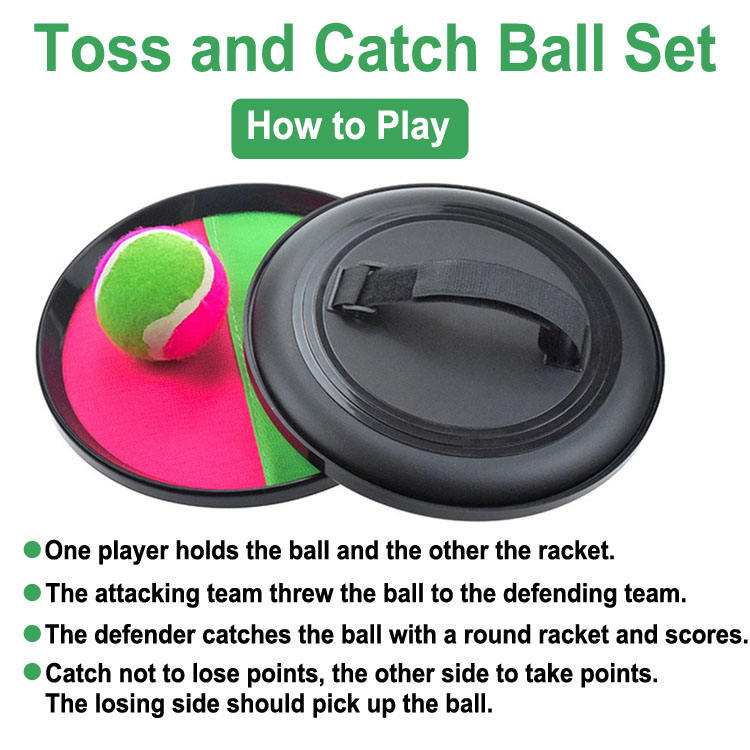 Interesting 8 Inch Paddle Toss and Catch Ball Game Adjustable Strap Rackets Self-Stick Catch Toy for Kid & Adults