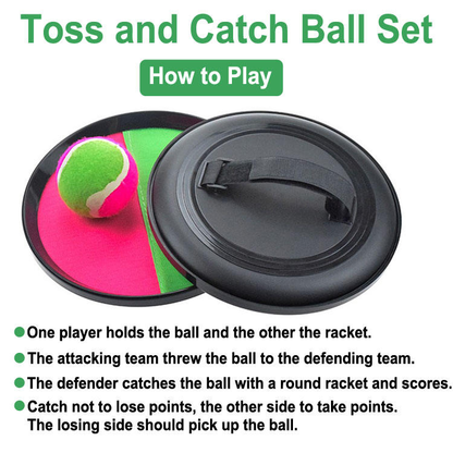 Interesting 8 Inch Paddle Toss and Catch Ball Game Adjustable Strap Rackets Self-Stick Catch Toy for Kid & Adults