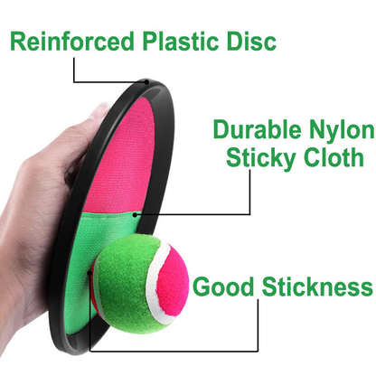 Interesting 8 Inch Paddle Toss and Catch Ball Game Adjustable Strap Rackets Self-Stick Catch Toy for Kid & Adults